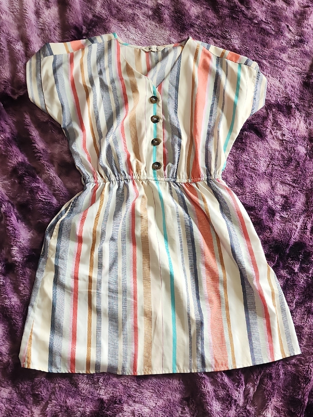Hint Of Blush Striped Summer Dress Size Medium